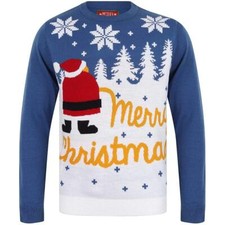 Christmas Xmas Snow Mens Jumper Blue Stylish Long Sleeve Regular Fit Crew Neck