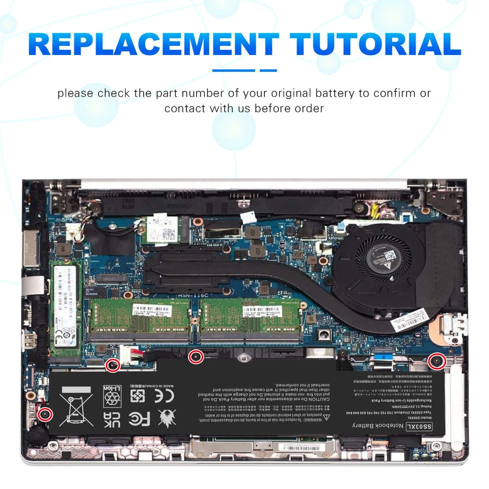 BATERÍA HP SS03XL HP EliteBook 840 G5 G6 730 735 740 G5 933321-855 50Wh - Imagen 4 de 4
