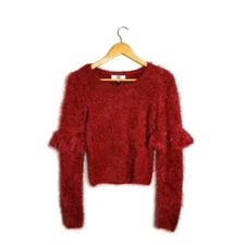 Jack by BB Dakota Warm Fuzzy Feelings Cranberry Red Sweater Size S New With Tags