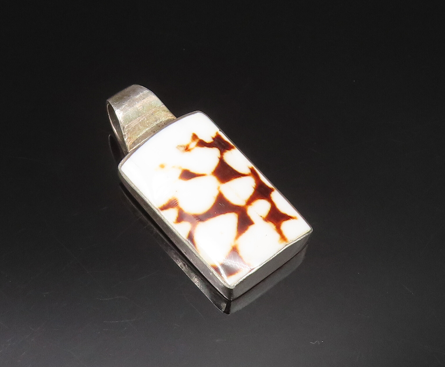 925 Sterling Silver Vintage Rectangle Shell Cunos… - image 2