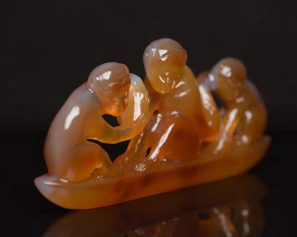 Certified Natural Agate Hand-carved Exquisite Monkey Statue 27474 - Image 4 of 4