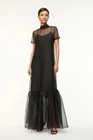 Elegant High Neck Black Organza Dress with Ruffle Hem Perfect for Every Occasion