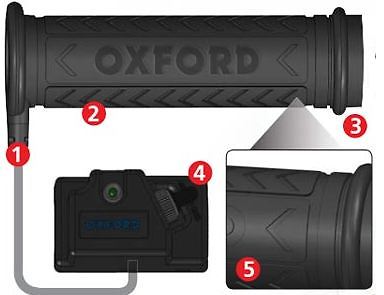 Poignées chauffantes Oxford Hot Grips étanches avec variateur de chaleur pour ATV