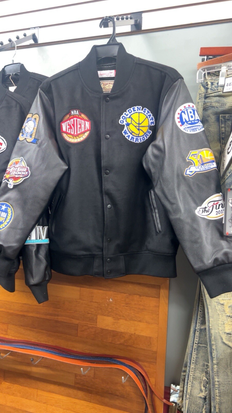 NBA Golden State Warriors Mitchell&Ness Varsity Blackout Jacket Size Large