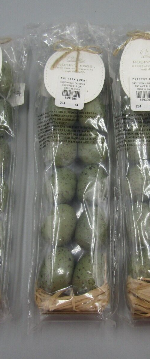 Pottery Barn Speckled Green Robin's Eggs Vase Filler Decorative Set 12