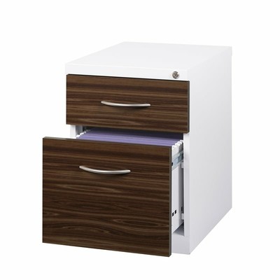 Hirsh 2drawer Bf Walnut Wood Front Metal Mobile Pedestal Filing Cabinet In White 29404225246 Ebay