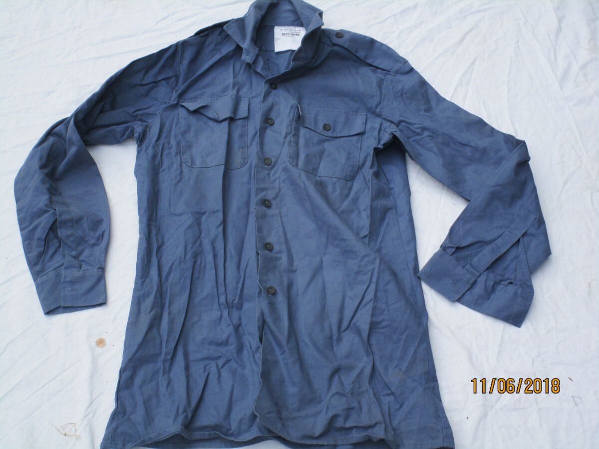 Shirt Mans Working Dress, Royal Air Force, RAF, Cotton, Blue Shirt, Size 32/34 Shirt Mans Working Dress, Royal Air Force, RAF, Cotton, Blue Shirt, Size 32/34
