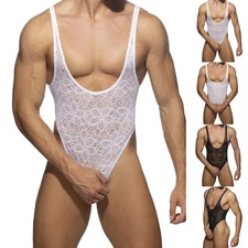 Men's Sleeveless Lace Jumpsuit for Crossdress and Comfortable Nightwear