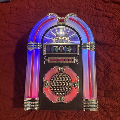 Rock “N” Roll 70’s Tabletop Jukebox Illuminated Musical 3 Songs 🌟 NEW & SEALED!