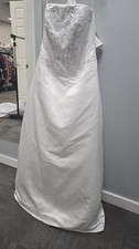 Davids Bridal Style T8589 A-line Satin Embroidered Self Train 16 XLONG. NEW Wtag