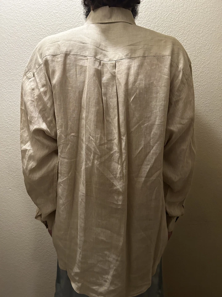 Camisa Burberry para hombre detalle a cuadros algodón beige talla L US50 Foto 2 de 4