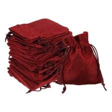25Pcs Drawstring Burlap Gift Bags 3" x 4" Linen Sack Jewelry Pouches Wine