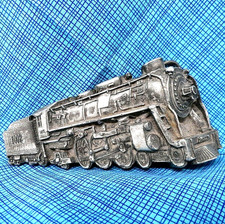 Locomotive Belt Buckle 3D Train Engine 1002 Railroad Vtg 70s Bergamot .DBD172