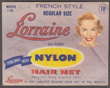 Lorraine French Style Regular Size White Nylon Hair Net 1940s