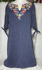 Adrianna Pappel Blue With White Floral Embroidered Short Dress Size 10