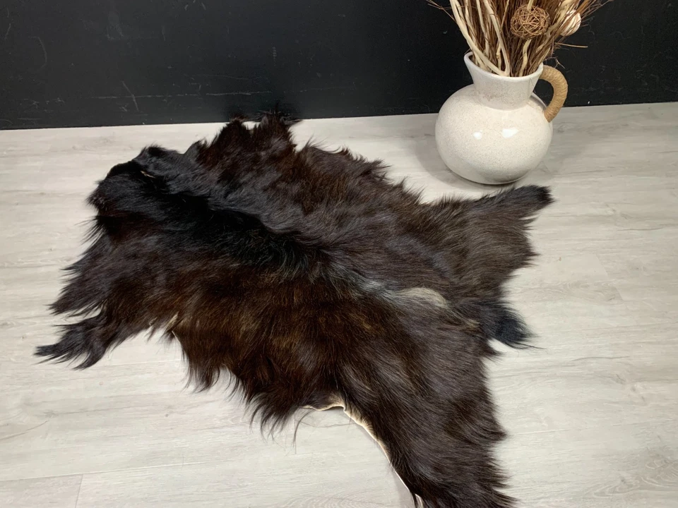 Alfombra de piel de cabra natural, alfombra de piel de cabra real, decoración de piel de cabra de cuero genuino Foto 3 de 4