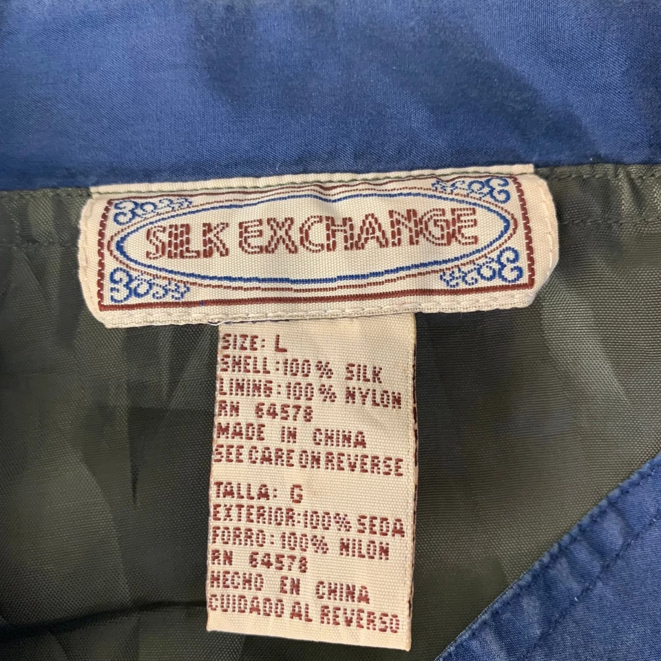 Silk Exchange Bomber Jacket 90s Vintage Colour Block Green Purple Mens L - Image 4 of 4