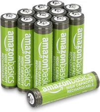 Amazon Basics 12-Pack Rechargeable AAA NiMH High-Capacity Batteries, 850 mAh, 1.