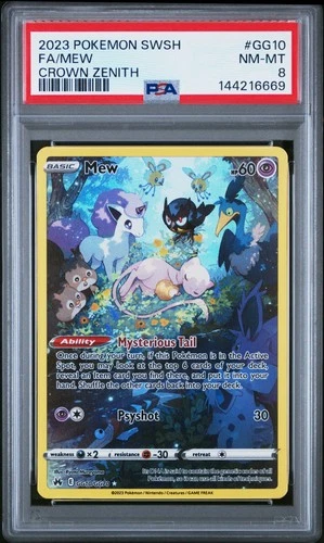 2023 POKEMON SWORD & SHIELD CROWN ZENITH #GG10 FULL ART/MEW PSA 8