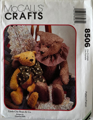 8506 McCall's Sewing Pattern Little City Bear Plush 15'' 22'' Uncut New
