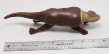 Otter Ice Fish Spearing Decoy Folk Art Carved by Richard Addis, 10.5"