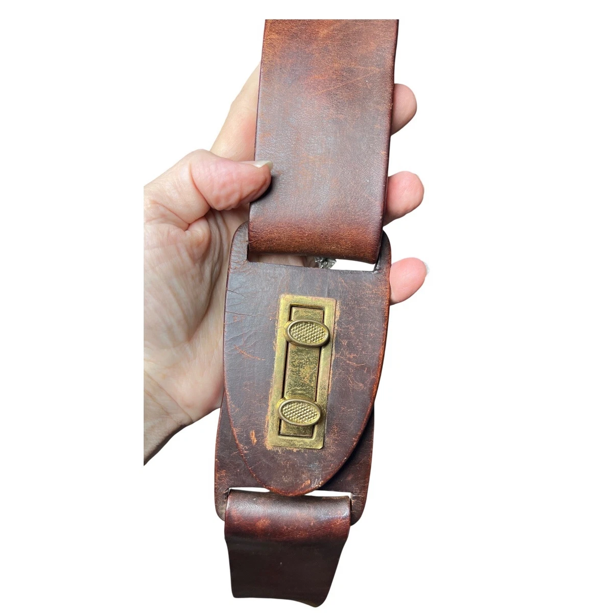 Vintage Buxton 1971 Women\'s Elephant Buckle Brown Suede Leather Hippie Boho Belt Vintage Brown Leather Belt With Floral Buckle, Bohemian  main image 4
