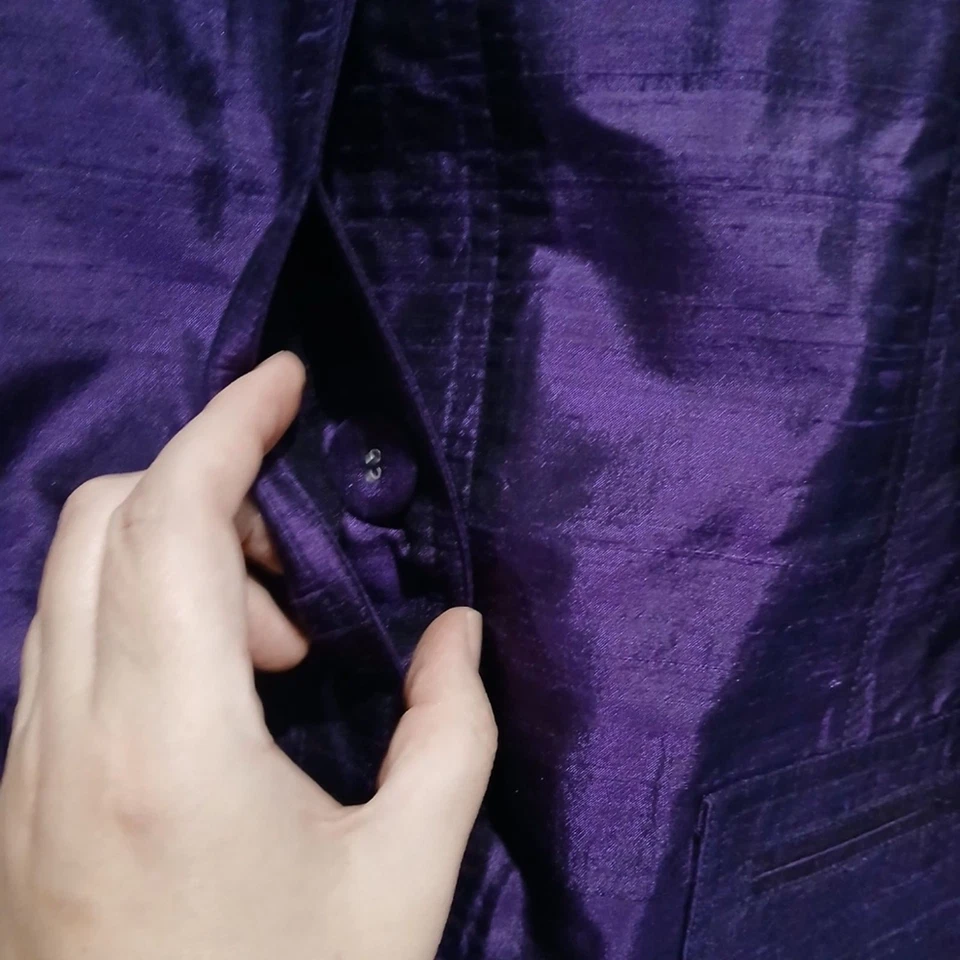 Blazer Chicos 2 100% seda roxo profundo comprimento túnica jaquetas femininas Lagenlook - Imagem 2 de 4