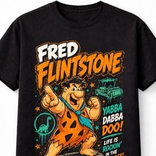 Image of Fred Flintstone Yabba Dabba Doo Cartoon Retro Graphic Unisex T-Shirt