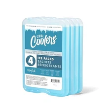 Cool Coolers by Fit & Fresh 4 Pack XL Slim Ice Packs, Quick Freeze Space Saving
