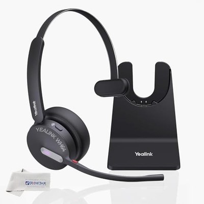YEALINK WH64 HYBRID WIRELESS HEADPHONES DECT BHC70 CHARGING STAND - BLACK