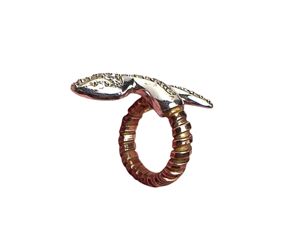 Anel de cobra de prata esterlina e latão com detalhes em cristal Itália - Imagem 2 de 4