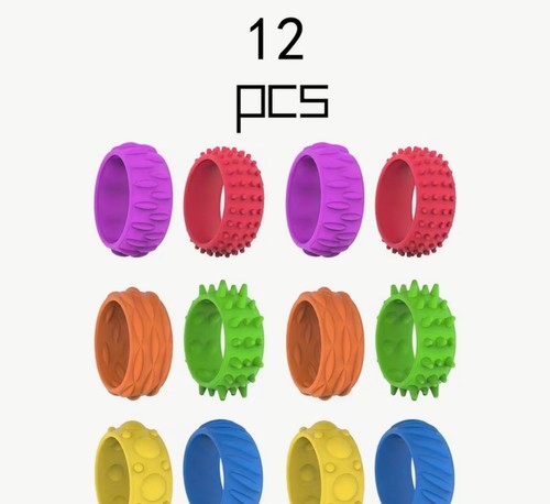 12 Pcs Sensory Fidget Rings Children Stress Relief Anxiety Autism ADHD ...