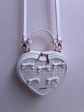 Borsa a tracolla Samantha Vega cuore tweed nastro borsa a mano bianca USATA G...