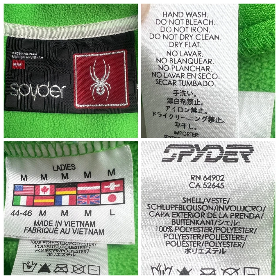 Chaqueta Spyder Forrada de Vellón Para Mujer Talla Mediana Bolsillos con Cremallera Completa Verde Lima LEER Foto 3 de 4