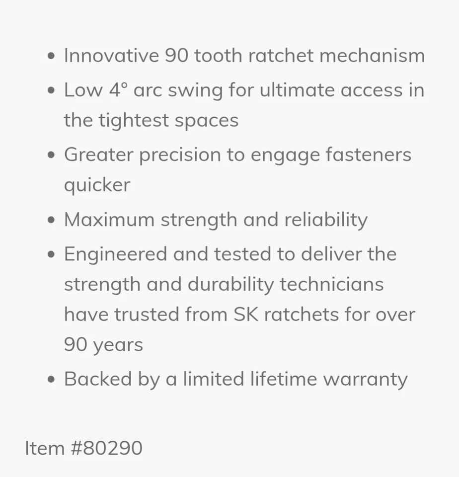 SK Herramientas Profesionales 3/8 Unidad LP90 Cabezal Flexible Trinquete de Lágrima Hecho en EE. UU. Foto 3 de 4