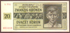 BOHEMIA & MORAVIA   20 Kronen/Korun   1944   SPECIMEN    UNC