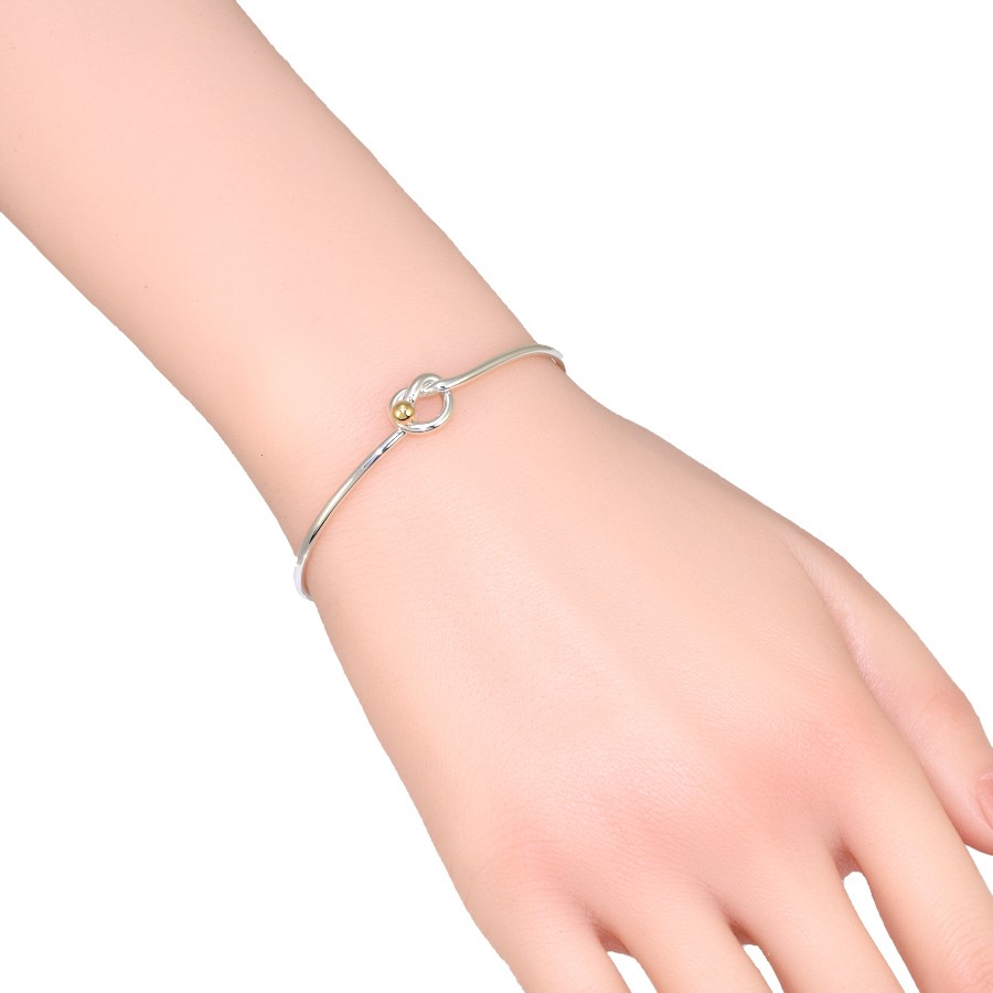 TIFFANY & Co. Bracelet Love Knot Hook & Eye Bangle Silver 925 18K