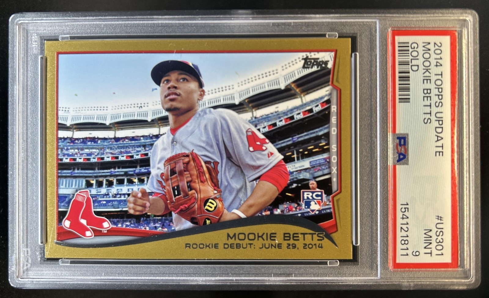 2014 Topps Update Mookie Betts RC Gold Rookie #/2014 Red Sox PSA 9