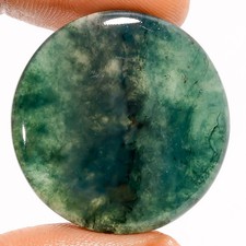100 Natural Moss Agate Round Shape Cabochon Gemstone 39 Ct. 27X27X5 mm UG-311