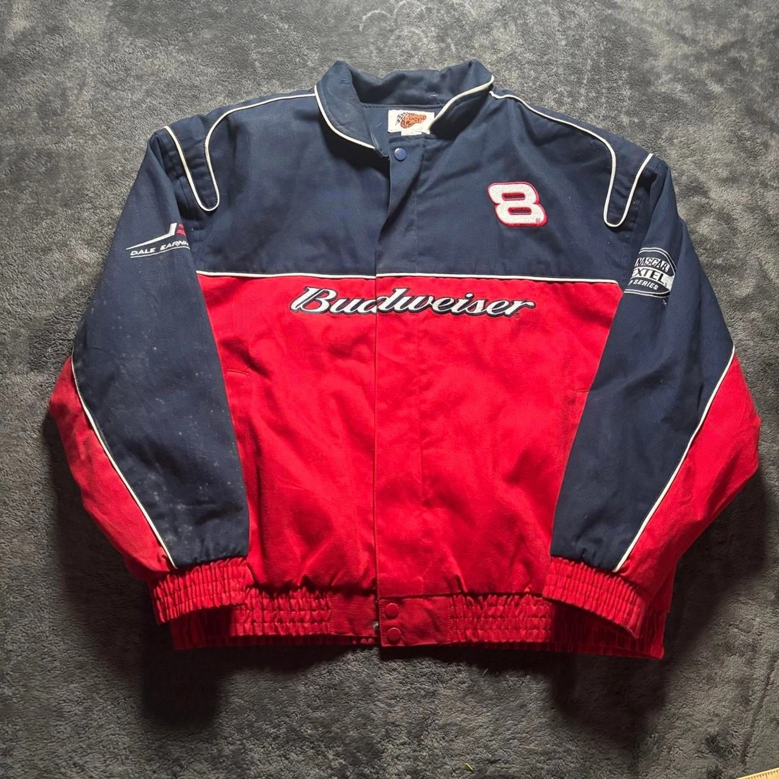 Vintage Winners Circle Dale Earnhardt Jr Budweiser nascar Jacket Mens L - product detail image 1
