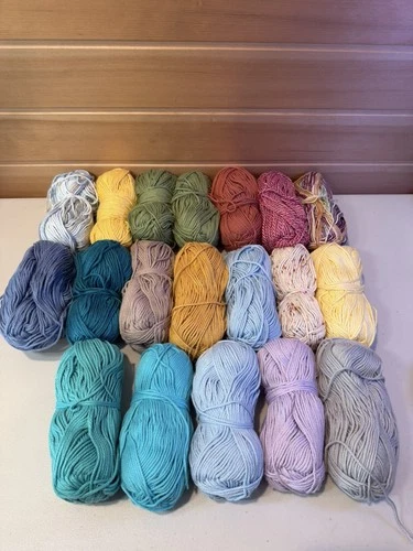 19 Skeins I Love This Cotton! Yarn Hobby Lobby Solid Colors partially used  - product listing photo