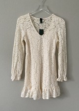 Wild Fable Women  s Ivory Lace Lined Babydoll long sleeve Dress NWT XS