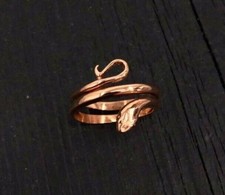 Solid Bronze Snake Wrap Ring Adjustable 382