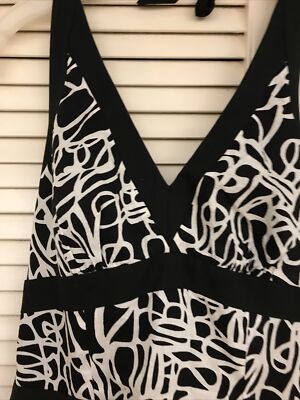 その他 maggy Maggy Boutique Sz 6 Black & White Halter Dress, Lined Back Zip