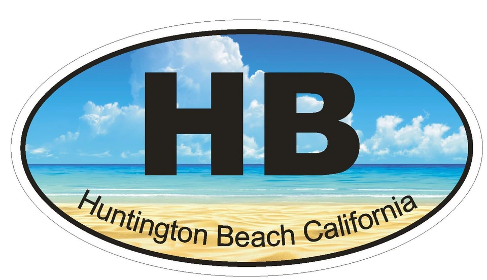 WINTER PARK PRODUCTS Huntington Beach California Oval Bumper Sticker or Helmet Sticker D1212 Euro