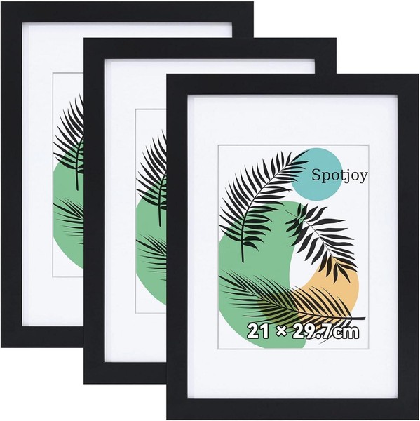 Bilderrahmen Din A4 3Er Set Schwarz Holzrahmen Acrylglas-image