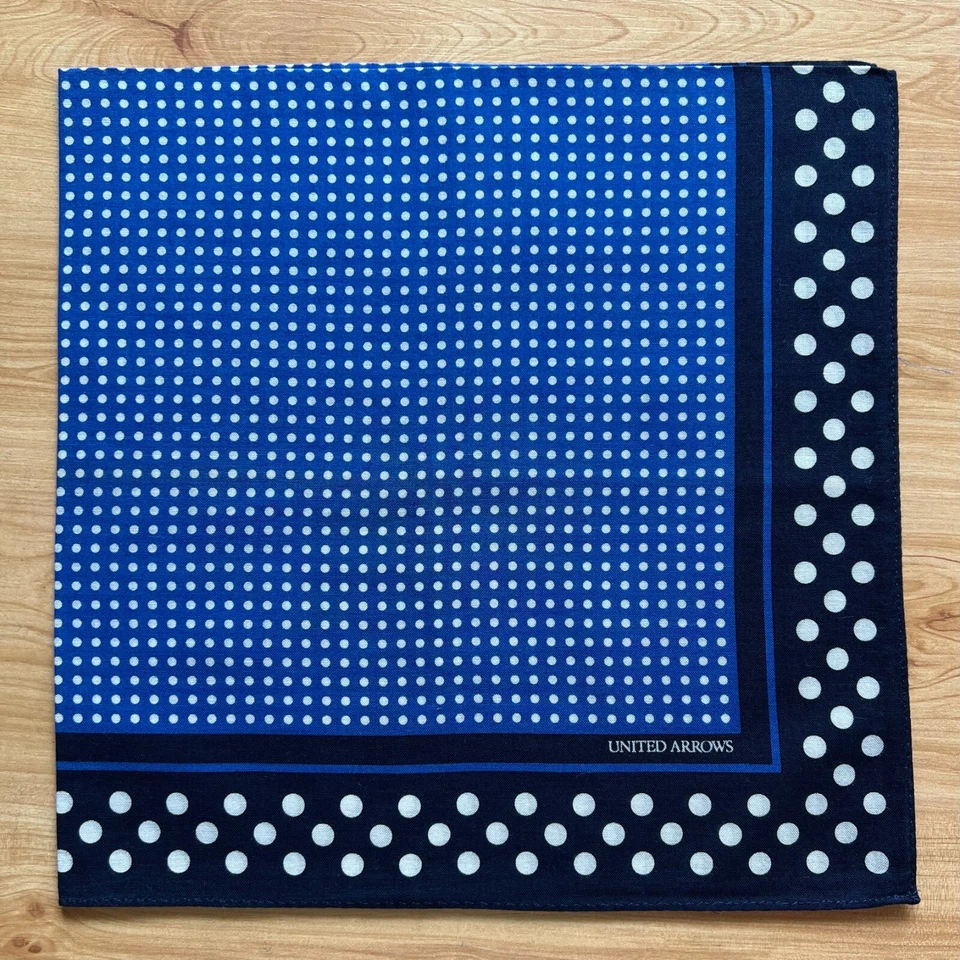 PAÑUELO HOMBRE BOLSILLO CUADRADO VINTAGE AZUL LUNARES ALGODÓN LISO 20" A0897 Foto 3 de 3