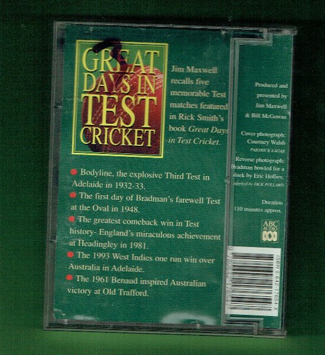 #D74. GREAT DAYS IN TEST CRICKET AUDIO CASSETTE TAPES - Picture 2 of 2