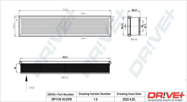 Dr!ve+ DP1110.10.0379 Luftfilter FÜR CitroËN Iran Khodro Peugeot-image