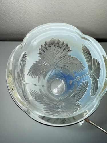 Vintage Double Dipped Black Over Milk Glass Cut To Clear Art Nuveau 12.25” Vase - Picture 7 of 12